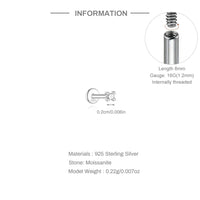 925 Sterling Silver Mini Moissanite Four-Claw Screw Stud Earrings For Women