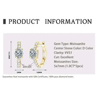 925 Sterling Silver Moissanite 1 Ct Oval Stud Earrings For Women GIA