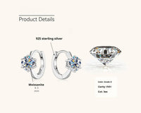925 Sterling Silver Moissanite Clip-On Earrings Round Six-Prong White Gold