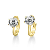 925 Sterling Silver Moissanite Clip-On Earrings Round Six-Prong White Gold