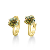925 Sterling Silver Moissanite Clip-On Earrings Round Six-Prong White Gold