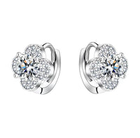 925 Sterling Silver Moissanite Clover Earrings 1ct Dainty Hoop Luxury
