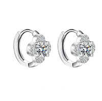 925 Sterling Silver Moissanite Clover Earrings 1ct Dainty Hoop Luxury