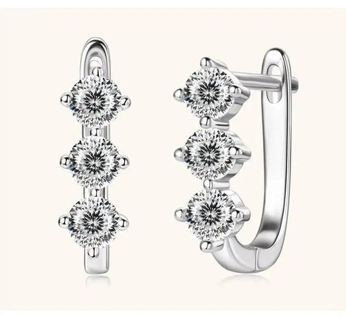 925 Sterling Silver Moissanite Hoop Earrings.1ct 6D For Women Valentine Gift