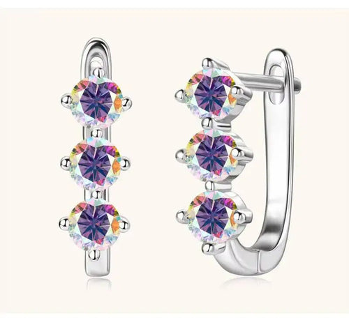 925 Sterling Silver Moissanite Hoop Earrings.1ct 6D For Women Valentine Gift