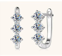 925 Sterling Silver Moissanite Hoop Earrings.1ct 6D For Women Valentine Gift