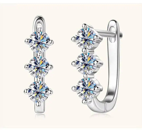 925 Sterling Silver Moissanite Hoop Earrings.1ct 6D For Women Valentine Gift
