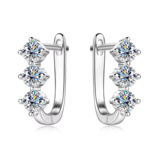 925 Sterling Silver Moissanite Hoop Earrings.1ct 6D For Women Valentine Gift