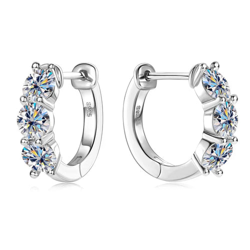 925 Sterling Silver Moissanite Hoop Earrings - Sparkling Gift for Women