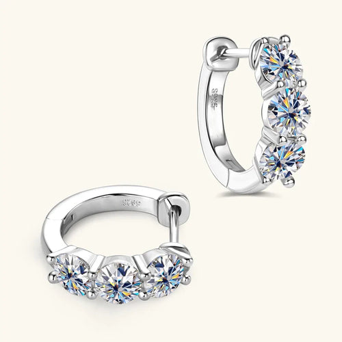 925 Sterling Silver Moissanite Hoop Earrings - Sparkling Gift for Women
