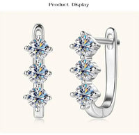 925 Sterling Silver Moissanite Hoop Earrings.1ct 6D For Women Valentine Gift
