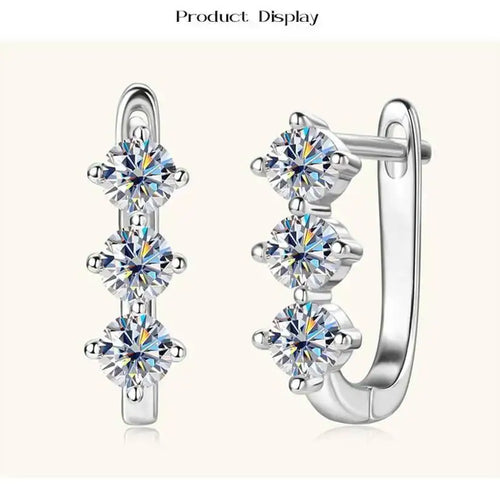 925 Sterling Silver Moissanite Hoop Earrings.1ct 6D For Women Valentine Gift