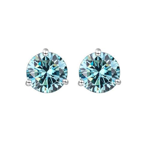 925 Sterling Silver Moissanite Stud Earrings 0.5CT 1CT Women Classic