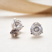 925 Sterling Silver Moissanite Stud Earrings 0.5CT 1CT Women Classic