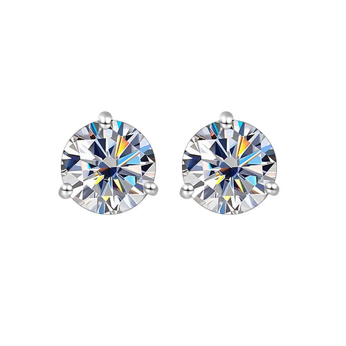 925 Sterling Silver Moissanite Stud Earrings 0.5CT 1CT Women Classic