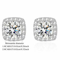 925 Sterling Silver Moissanite Stud Earrings 1-2 Carat Couples Men Women Gift