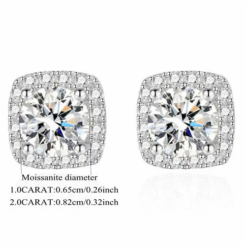 925 Sterling Silver Moissanite Stud Earrings 1-2 Carat Couples Men Women Gift