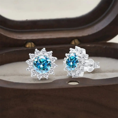 925 Sterling Silver Moissanite Stud Earrings With 1ct Moissanite Pendant