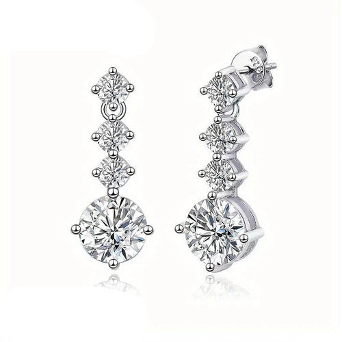 925 Sterling Silver Moissanite Stud Earrings 2.6ct Classic Simple Luxury