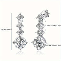925 Sterling Silver Moissanite Stud Earrings 2.6ct Classic Simple Luxury