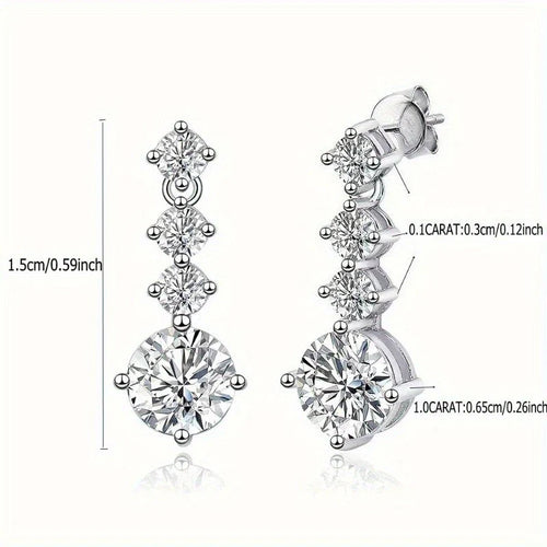 925 Sterling Silver Moissanite Stud Earrings 2.6ct Classic Simple Luxury