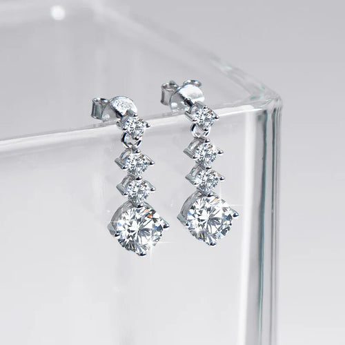 925 Sterling Silver Moissanite Stud Earrings 2.6ct Classic Simple Luxury