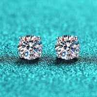 925 Sterling Silver Moissanite Stud Earrings - Round 1ctw Engagement Gift