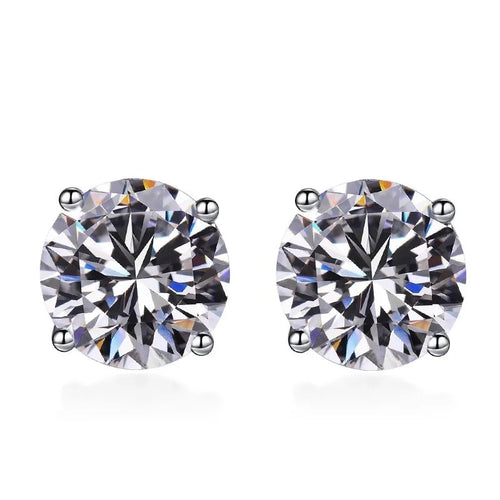 925 Sterling Silver Moissanite Stud Earrings - Round 1ctw Engagement Gift