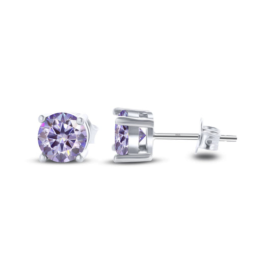 925 Sterling Silver Moissanite Stud Earrings - Round 1ctw Engagement Gift