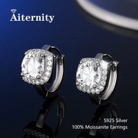 925 Sterling Silver Moissanite Stud Earrings VVS1 Cut GRA Certificate Unisex