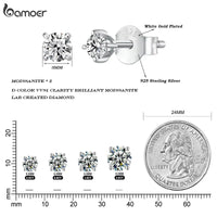 925 Sterling Silver Moissanite Stud Earrings VVS1 Lab Diamond Gift Unisex Party