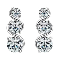 925 Sterling Silver Moissanite Twisted Stud Earrings Couples Personalized