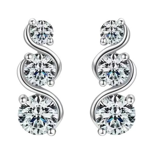925 Sterling Silver Moissanite Twisted Stud Earrings Couples Personalized