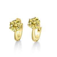 925 Sterling Silver Moissanite Clip-On Earrings Round Six-Prong White Gold