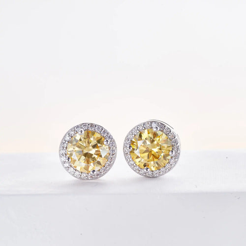 925 Sterling Silver 1ct Moissanite Round Stud Earrings Bridal Wedding Gift