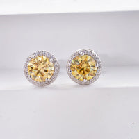 925 Sterling Silver 1ct Moissanite Round Stud Earrings Bridal Wedding Gift
