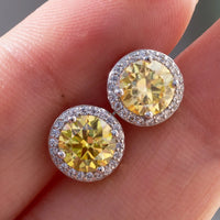 925 Sterling Silver 1ct Moissanite Round Stud Earrings Bridal Wedding Gift