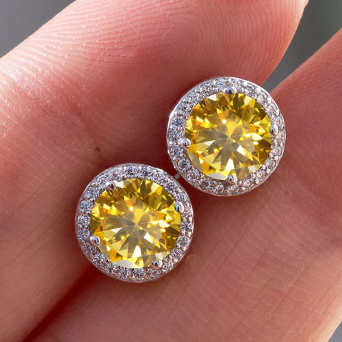 925 Sterling Silver 1ct Moissanite Round Stud Earrings Bridal Wedding Gift