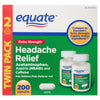 Equate Extra Strength Headache Relief Caplets; 250 mg; 100 Count; Twin Pack EasyOptionXY LLC