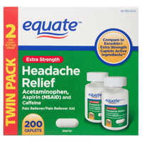 Equate Extra Strength Headache Relief Caplets; 250 mg; 100 Count; Twin Pack EasyOptionXY LLC