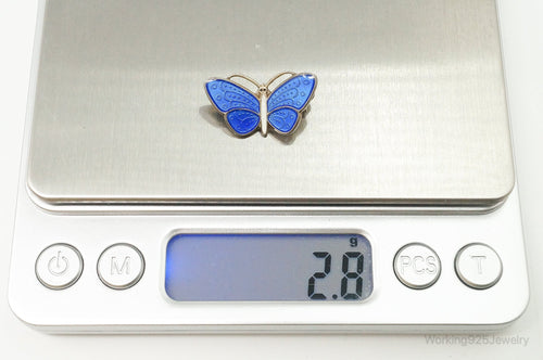 VTG Norway Aksel Holmsen Butterfly Enamel Gold Wash Sterling Silver Pin Brooch