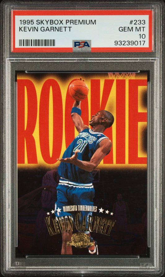 Graded 1995-96 Skybox Premium Kevin Garnett #233 Rookie RC Basketball Card PSA 10 Gem Mint