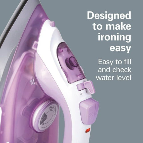 Hamilton Beach Steam Iron with Extra-Glide Nonstick Soleplate, Fast Heating, Anti-Drip Design, Adjustable Steam and Fabric Settings, Purple, 14100 EasyOptionXY LLC