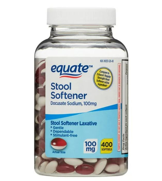 Equate Stool Softener Laxative Softgels for Constipation, 100 mg, 400 Count EasyOptionXY LLC