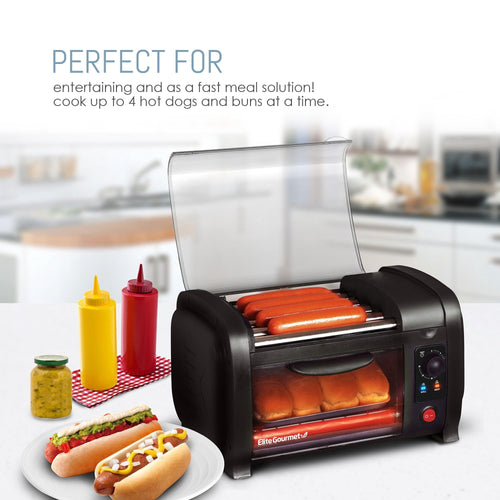 Elite Gourmet EHD-051B New Cuisine Hot Dog Roller and Toaster Oven, Black EasyOptionXY LLC