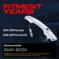 Exterior Door Handle Chrome Replacement for Kia Soul (2014-2019), Soul EV (2015-2019) OE Part # 82651-B2720 | Front Right Passenger Side w/o Keyhole (=Front LH)