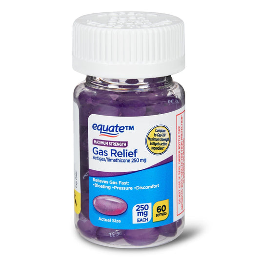 Equate Maximum Strength Gas Relief Softgels; 250 mg; 60 Count EasyOptionXY LLC