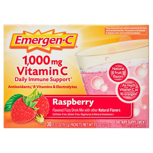 Emergen-C® 1000 mg Vitamin C Raspberry Packet, 0.3 oz x 30 EA