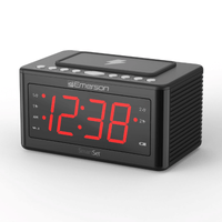 Emerson SmartSet Wireless Charging Alarm Clock Radio, 1.4' Red LED Display and Temperature Sensor, CKSW0555 EasyOptionXY LLC