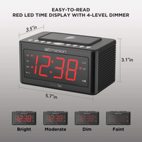 Emerson SmartSet Wireless Charging Alarm Clock Radio, 1.4' Red LED Display and Temperature Sensor, CKSW0555 EasyOptionXY LLC